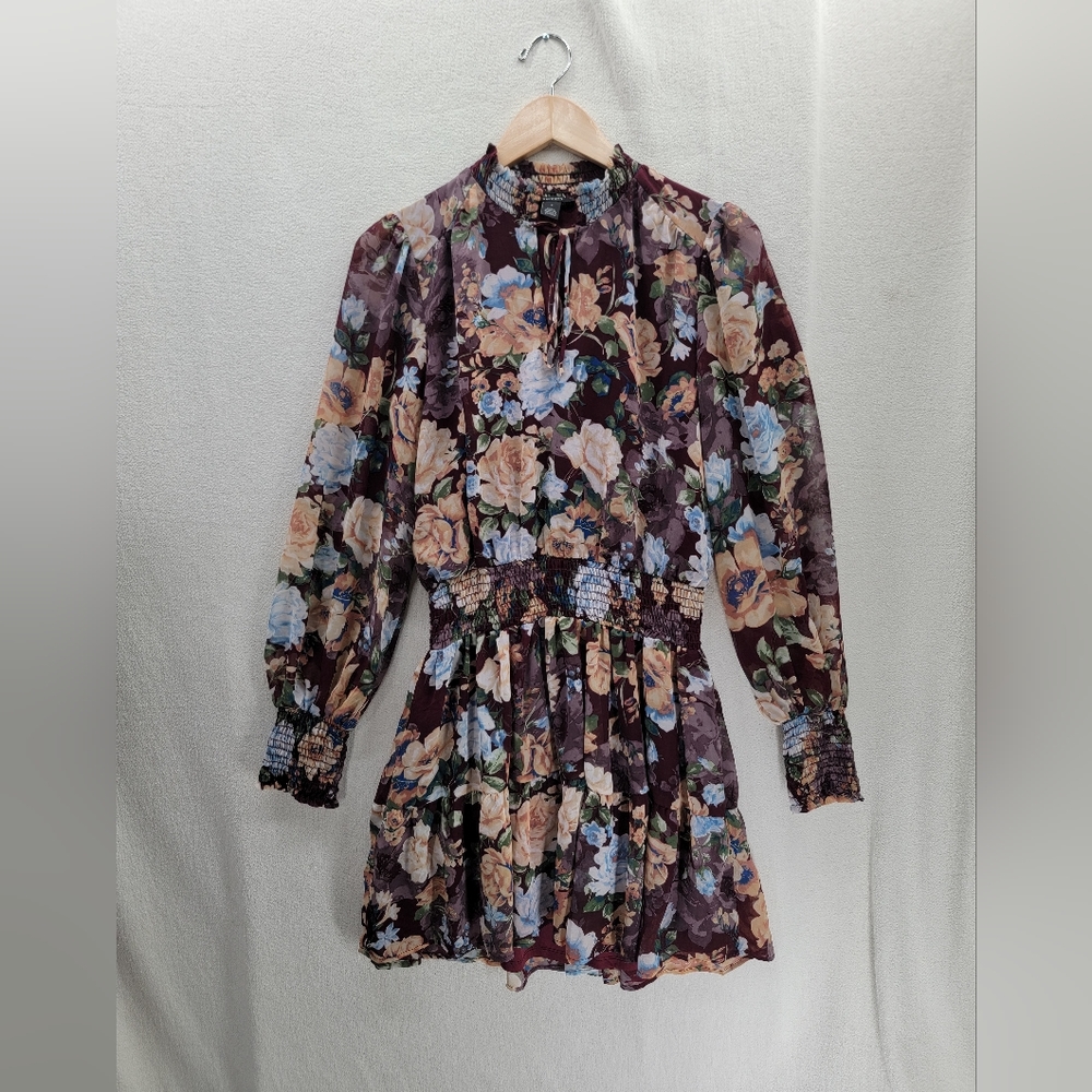 HALOGEN Floral long Sleeves Lined Multi Color Dress Size- Small - Picture 1 of 8